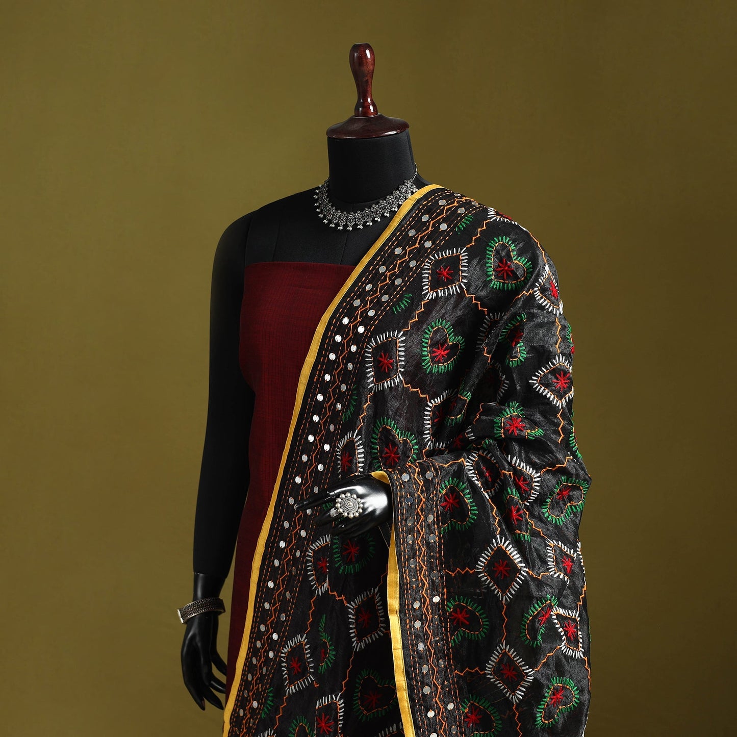 Ranihati chapa work chanderi silk hand embroidery dupatta