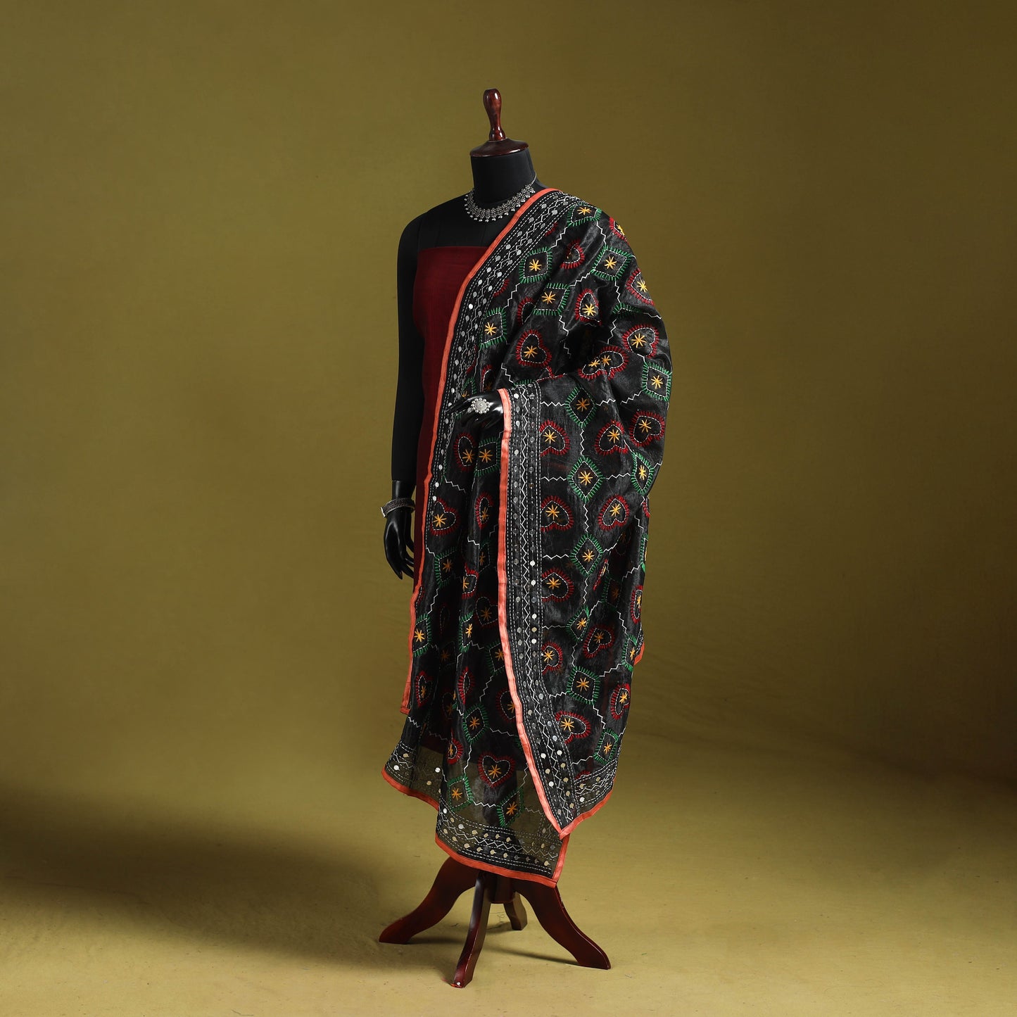 Ranihati chapa work chanderi silk hand embroidery dupatta