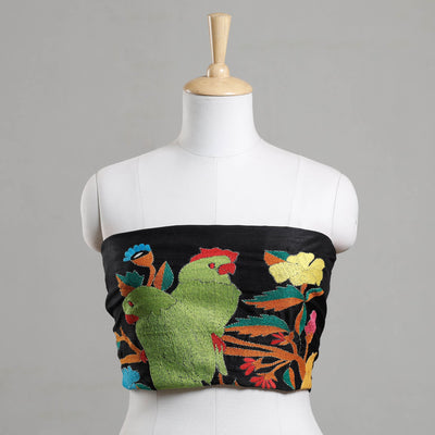 Buy Bengal Kantha Embroidery Raw Silk Blouse Piece 