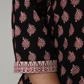 Black & red bagh printing cotton long kurta - handcrafted