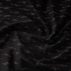 Black with Red Pochampally Ikat Cotton Fabric 