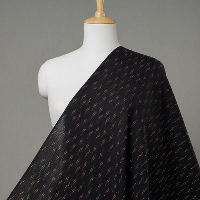 Black with Red Pochampally Ikat Cotton Fabric 