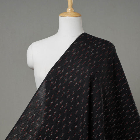 Black with Red Pochampally Ikat Cotton Fabric 