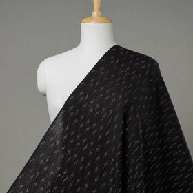 Black with Red Pochampally Ikat Cotton Fabric 
