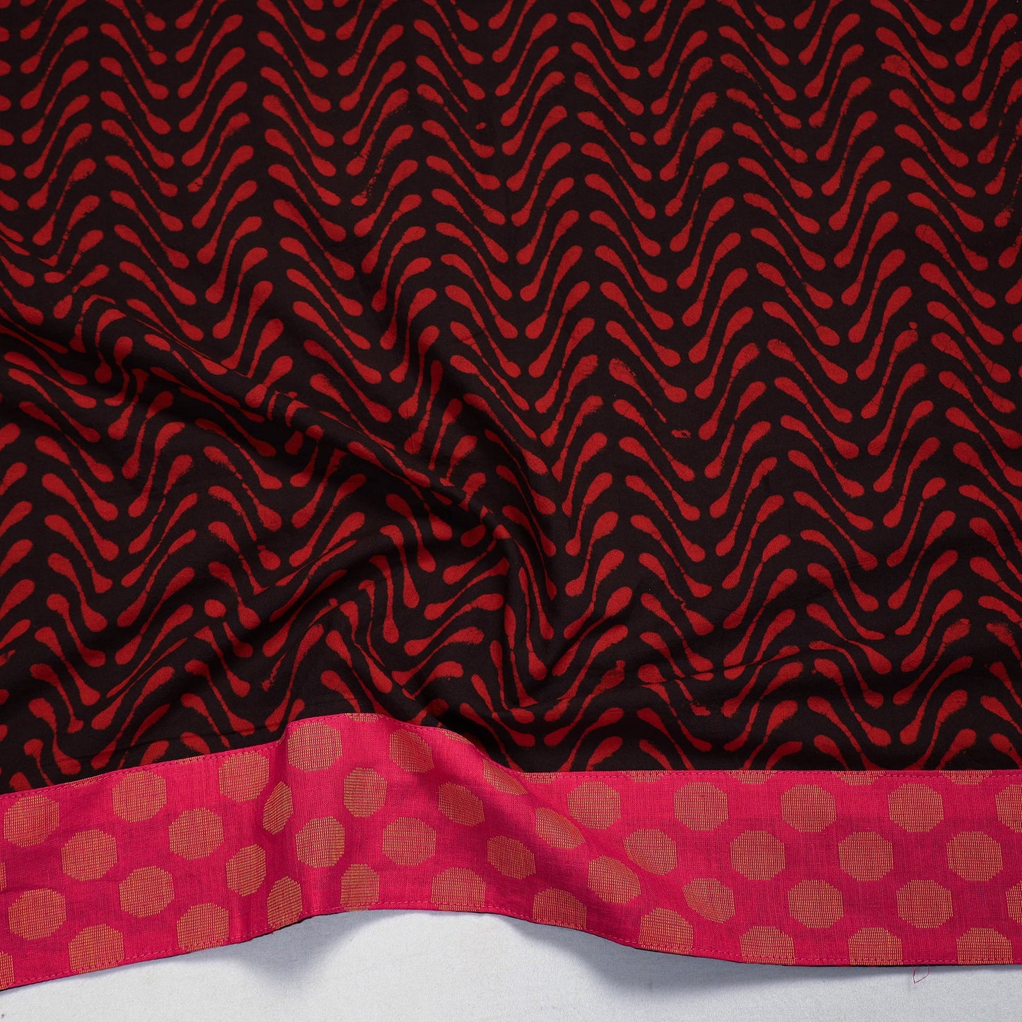 Shop Red Pipad Block Printed Cotton Blouse Piece 