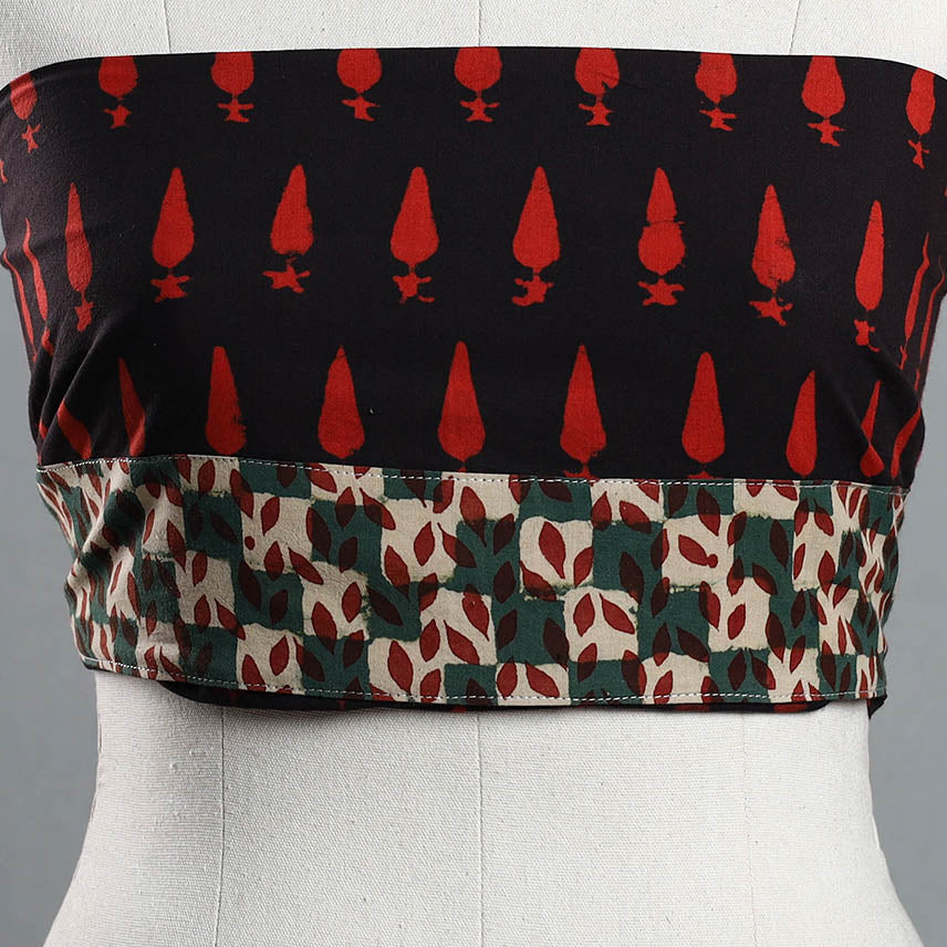 Shop Red Pipad Block Printed Cotton Blouse Piece