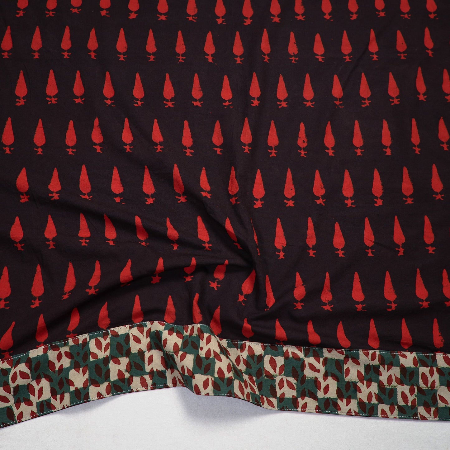 Shop Red Pipad Block Printed Cotton Blouse Piece