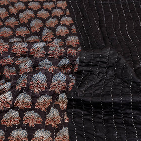  Reversible Ajrakh Patch & Tagai Work Mashru Silk Double Bed Cover / Quilt 