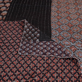  Reversible Ajrakh Patch & Tagai Work Mashru Silk Double Bed Cover / Quilt 