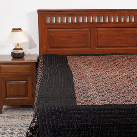  Reversible Ajrakh Patch & Tagai Work Mashru Silk Double Bed Cover / Quilt 
