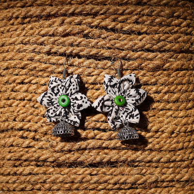 Black - ruhani handcrafted gs fabart phool kali earrings