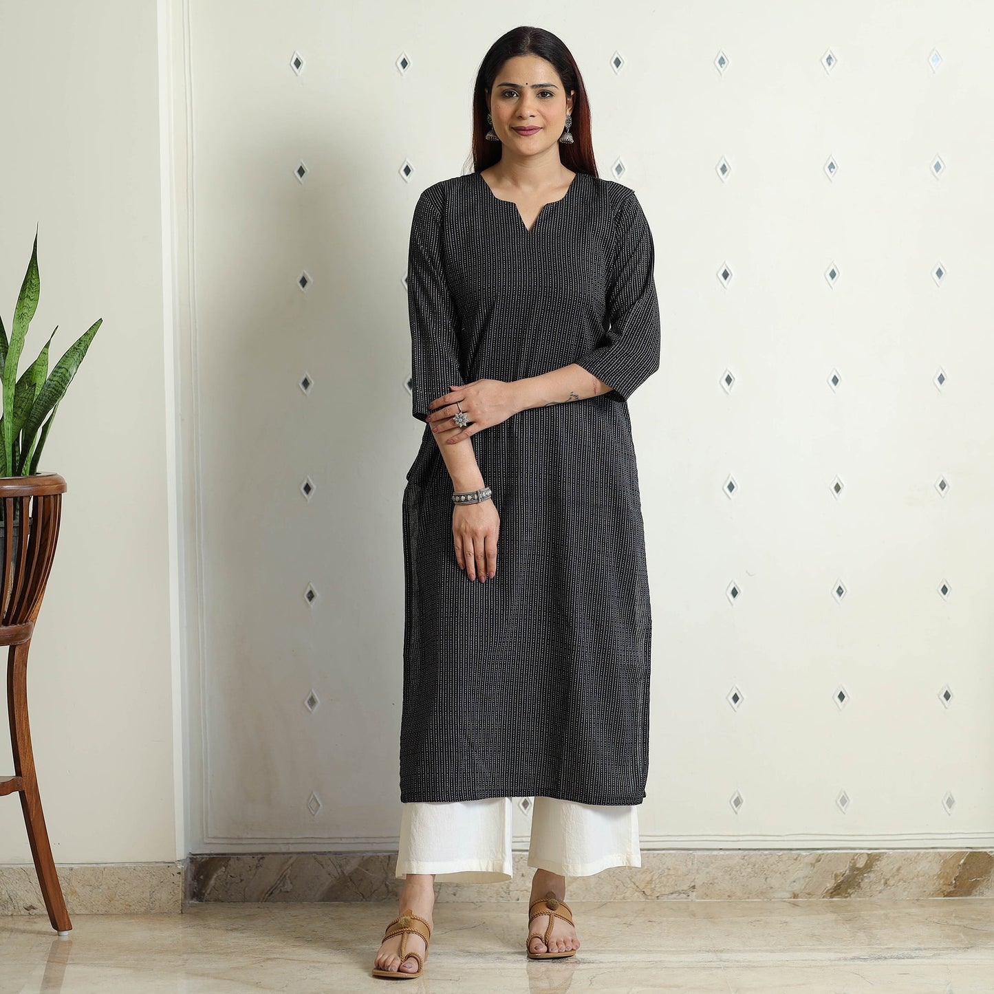 Buy Running Stitch Cotton Long Kurta Online at iTokri.com