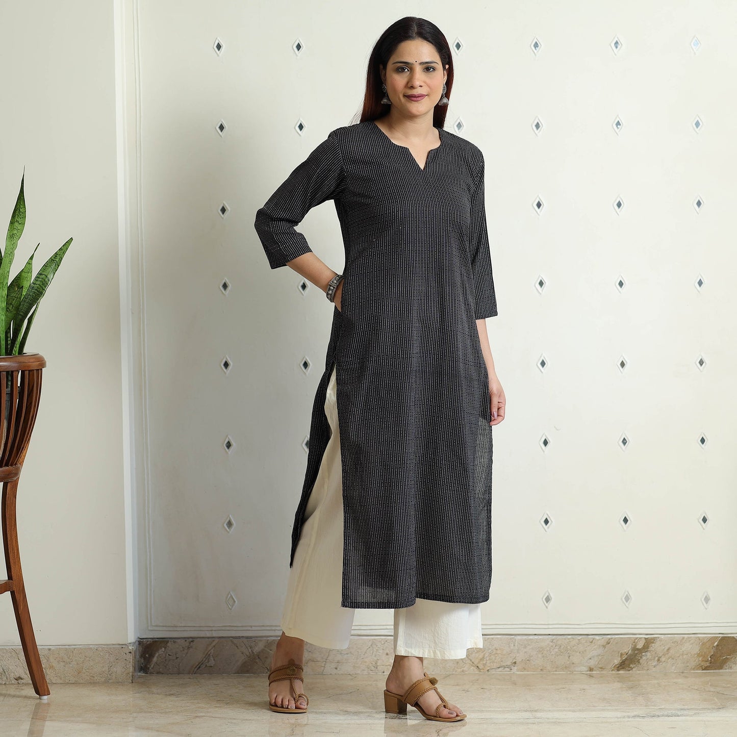 Buy Running Stitch Cotton Long Kurta Online at iTokri.com