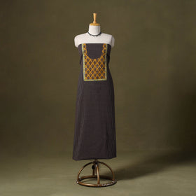 Black Running Stitch Plain Cotton Unstitched Kurta Material