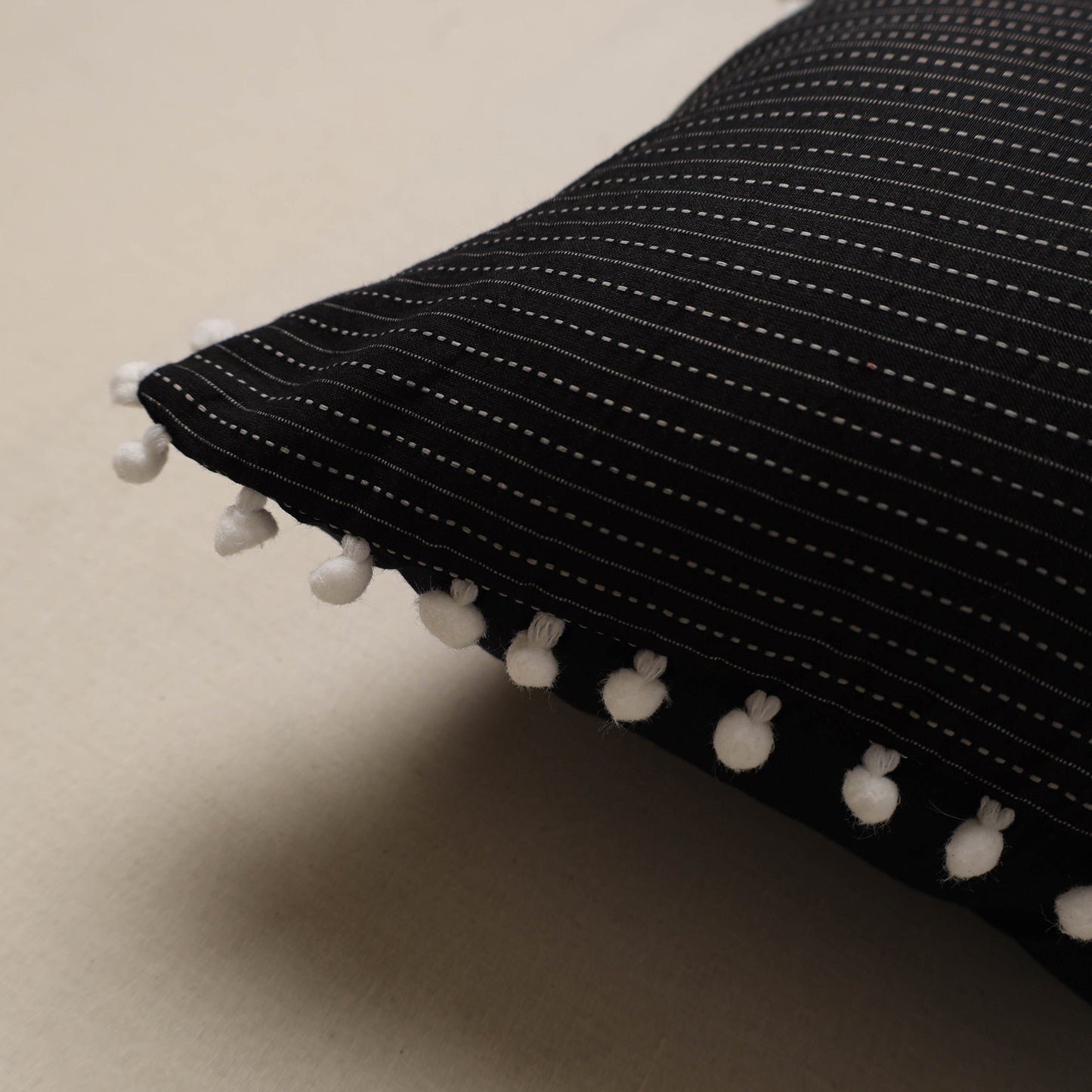 Running stitch plain cushion cover 59 - handcrafted