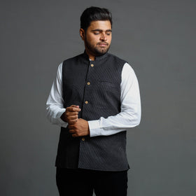 Buy Running Stitch Pure Cotton Men Nehru Jacket 10 Online at iTokri.com