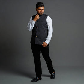 Buy Running Stitch Pure Cotton Men Nehru Jacket 10 Online at iTokri.com