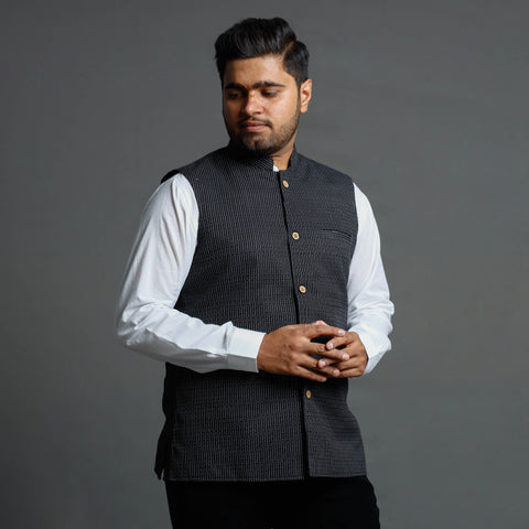 Buy Running Stitch Pure Cotton Men Nehru Jacket 10 Online at iTokri.com