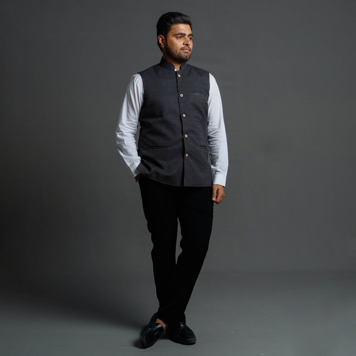 Buy Running Stitch Pure Cotton Men Nehru Jacket 10 Online at iTokri.com