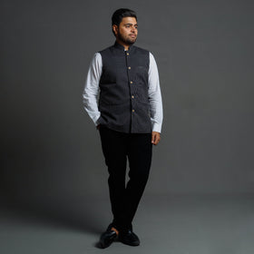 Buy Running Stitch Pure Cotton Men Nehru Jacket 10 Online at iTokri.com