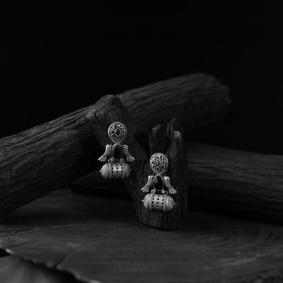 Black - saanjh bela bird oxidised earrings - handcrafted