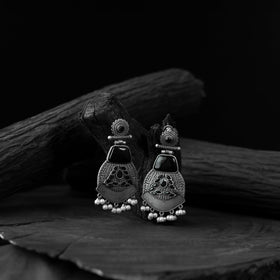 Black - saanjh bela blossom oxidised earrings - handcrafted