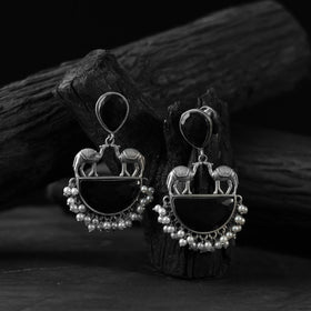 Black - saanjh bela camel oxidised earrings - handcrafted