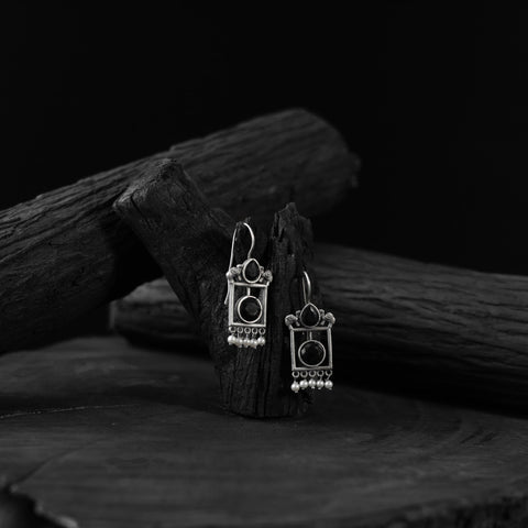 Black - saanjh bela camel oxidised earrings - handcrafted