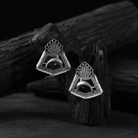 Black - saanjh bela dolphin oxidised earrings - handcrafted