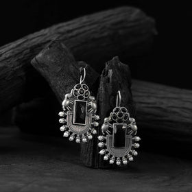 Black - saanjh bela elephant flower oxidised earrings