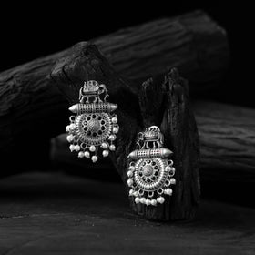 Black - saanjh bela elephant motif oxidised earrings