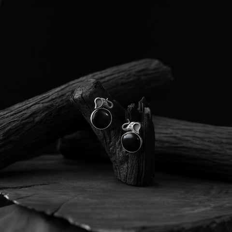 Black - saanjh bela elephant motif oxidised earrings