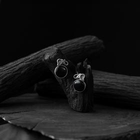 Black - saanjh bela elephant motif oxidised earrings