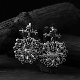 Black - saanjh bela elephant oxidised earrings - handcrafted