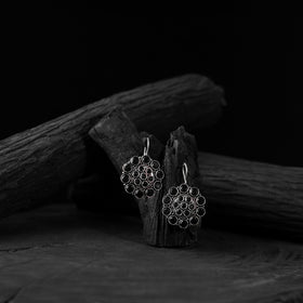 Black - saanjh bela floral oxidised drop earrings