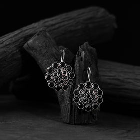 Black - saanjh bela floral oxidised drop earrings