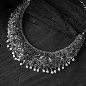 Black - saanjh bela floral oxidised necklace set