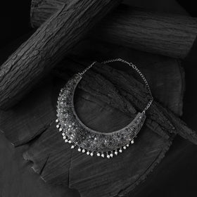 Black - saanjh bela floral oxidised necklace set