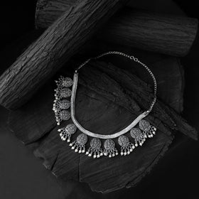 Black - saanjh bela floral oxidised necklace set