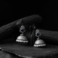 Black - saanjh bela flower & leaves oxidised jhumka