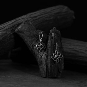 Black - saanjh bela flower oxidised drop earrings