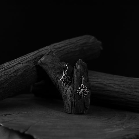 Black - saanjh bela flower oxidised drop earrings