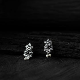 Black - saanjh bela flower oxidised necklace set