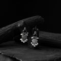 Black - saanjh bela heart oxidised earrings - handcrafted