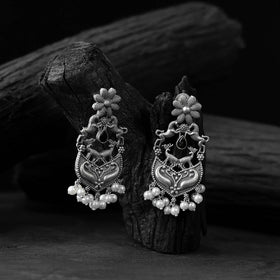 Black - saanjh bela lion motifs oxidised earrings