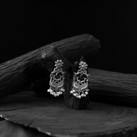 Black - saanjh bela lion motifs oxidised earrings