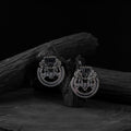 Black - saanjh bela lotus oxidised earrings - handcrafted