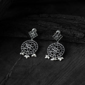 Black - saanjh bela lotus oxidised necklace set