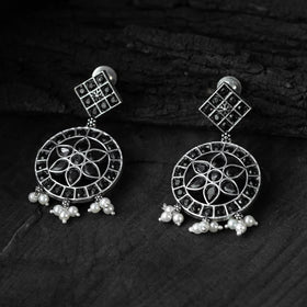 Black - saanjh bela lotus oxidised necklace set