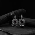 Black - saanjh bela mandala oxidised earrings - handcrafted